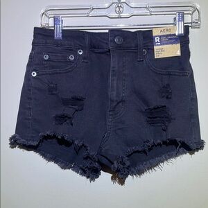 Aeropostale Women's Black Distressed Denim Shorts
w/fringe bottom. Size 4
